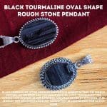 Black Tourmaline Oval Shape Rough Stone Pendant