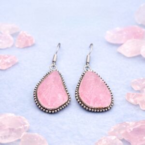 Rose Quartz Raw Stone Earrings