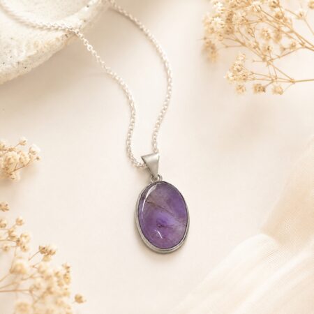 Amethyst Oval Shape Frame Pendant