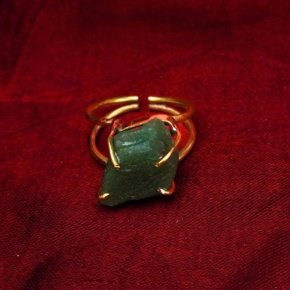 Green Jade Raw Stone Ring