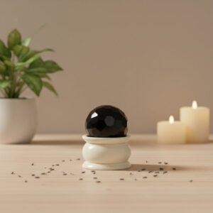 Black Obsidian Diamond Cut Sphere Ball