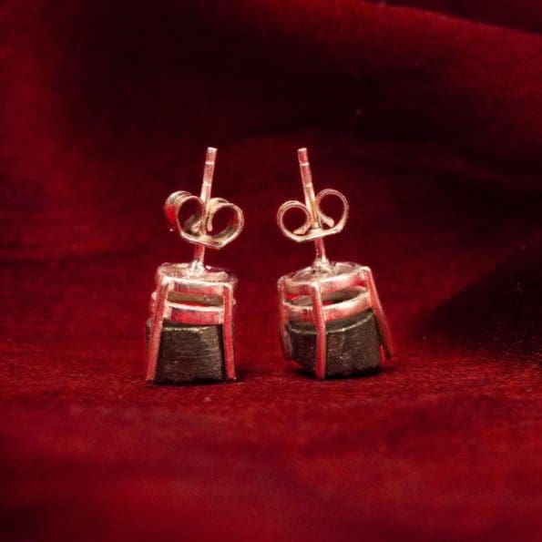 Golden Pyrite Rough Stone Stud Earrings