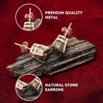 Golden Pyrite Rough Stone Stud Earrings