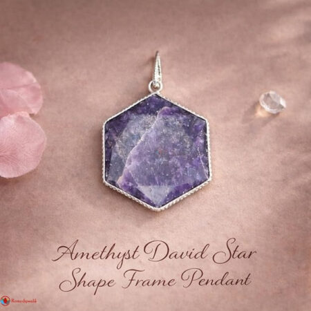 Amethyst David Star Shape Frame Pendant