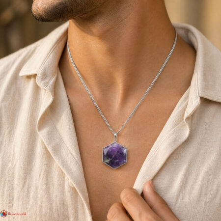 Amethyst David Star Shape Frame Pendant