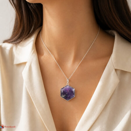 Amethyst David Star Shape Frame Pendant