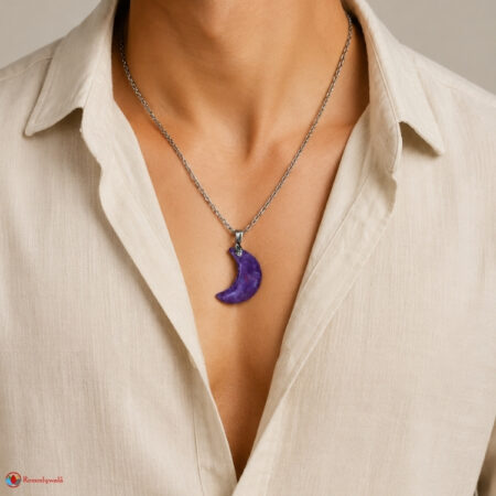 Amethyst Half Moon Pendant