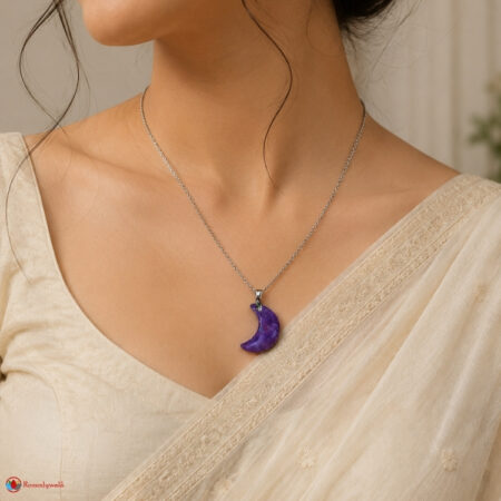 Amethyst Half Moon Pendant