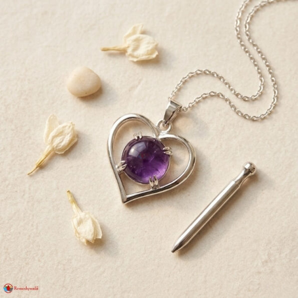 Amethyst Heart Shape Frame Pendant