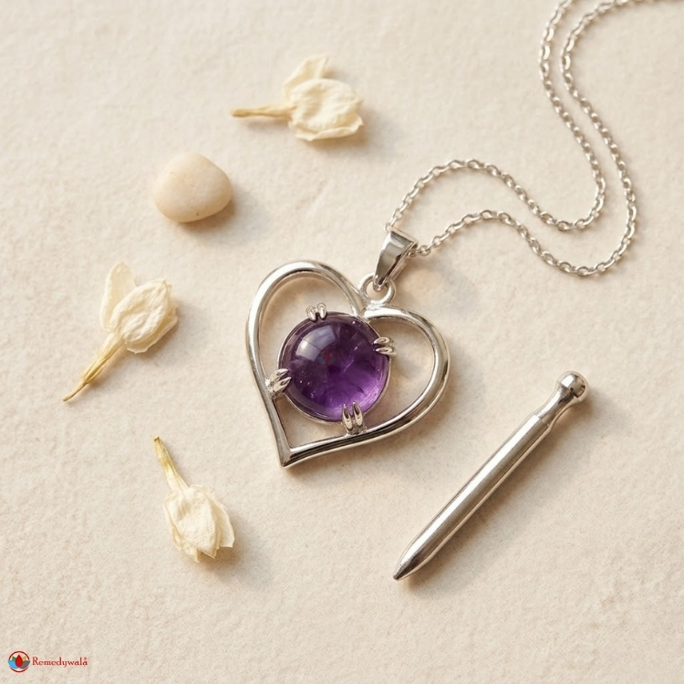 Amethyst Heart Shape Frame Pendant