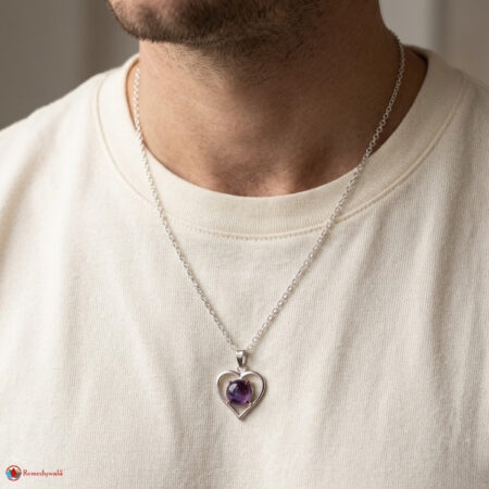 Amethyst Heart Shape Frame Pendant