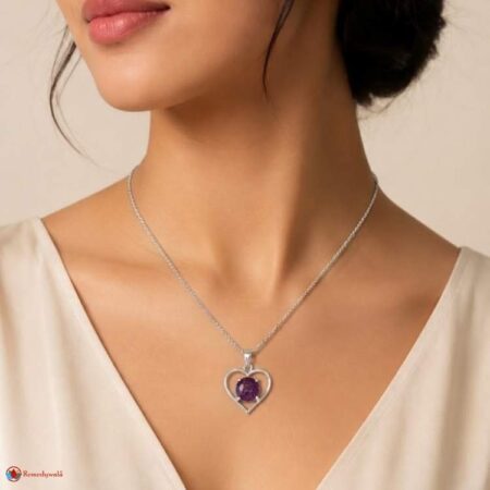 Amethyst Heart Shape Frame Pendant