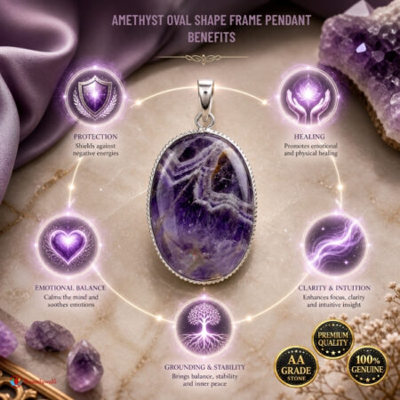 Amethyst Oval Shape Frame Pendant