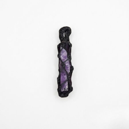 Amethyst Thread Cage Rough Stone Pencil Pendant