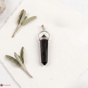 Black Shungite Double Terminated Pendant