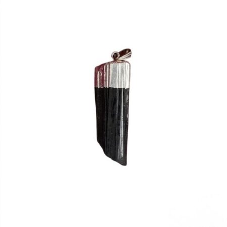 Black Tourmaline Rough Stone Cap Pendant
