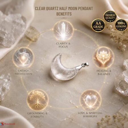 Clear Quartz Half Moon Pendant