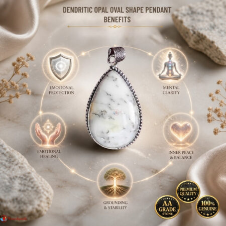 Dendritic Opal Oval Shape Pendant