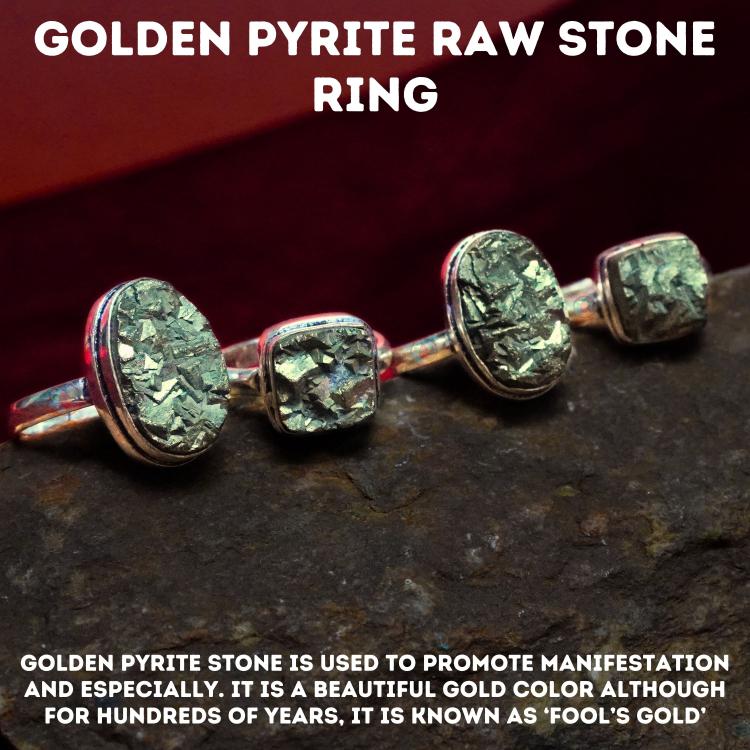 Buy Pyrite Ring Natural Stone Handmade Jewellery Adjustable Online in India  - Etsy