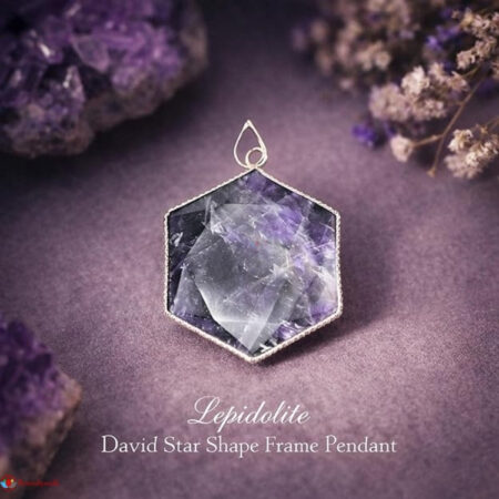 Lepidolite David Star Shape Frame Pendant