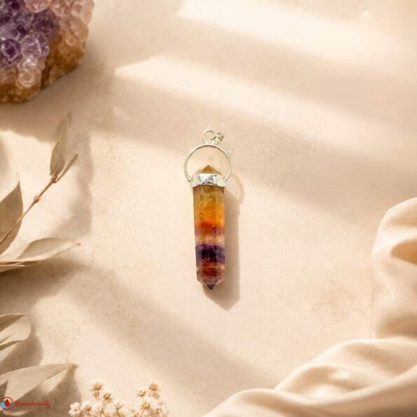 Multicolor Fluorite Double Terminated Pendant