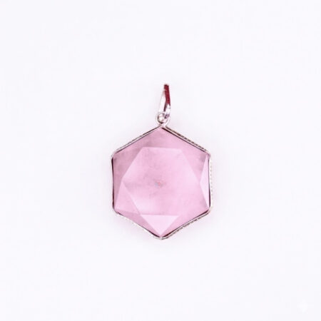 Rose Quartz David Star Shape Frame Pendant