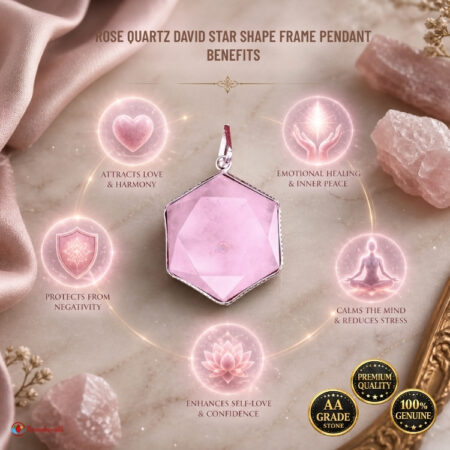 Rose Quartz David Star Shape Frame Pendant