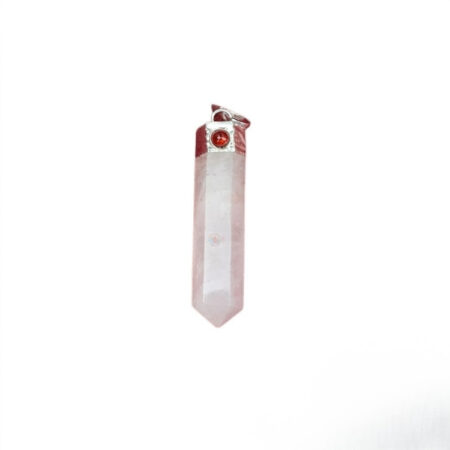 Rose Quartz Garnet Pencil Pendant