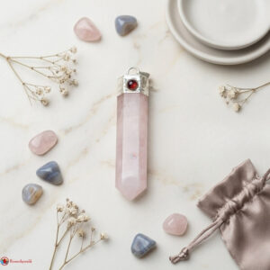 Rose Quartz Garnet Pencil Pendant