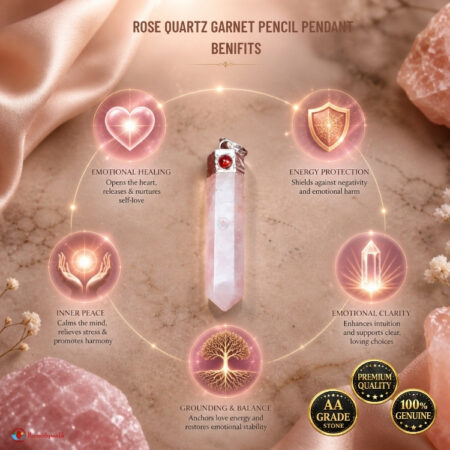 Rose Quartz Garnet Pencil Pendant