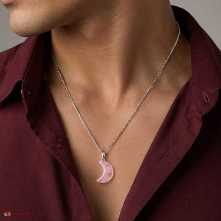 Rose Quartz Half Moon Pendant