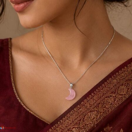 Rose Quartz Half Moon Pendant