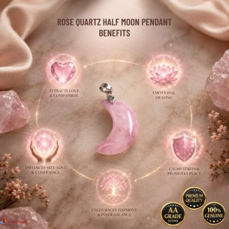 Rose Quartz Half Moon Pendant