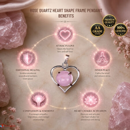 Rose Quartz Heart Shape Frame Pendant