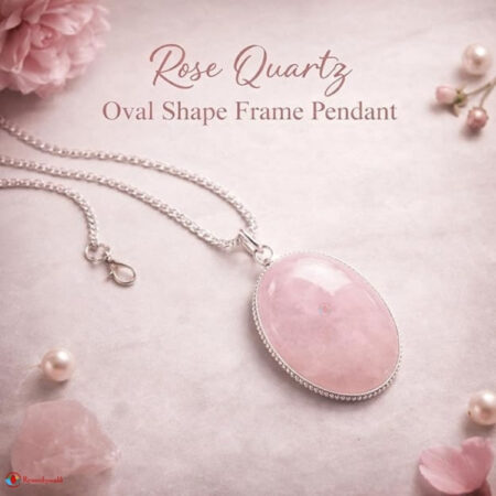 Rose Quartz Oval Shape Frame Pendant