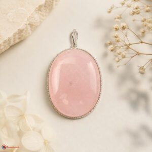 Rose Quartz Oval Shape Frame Pendant