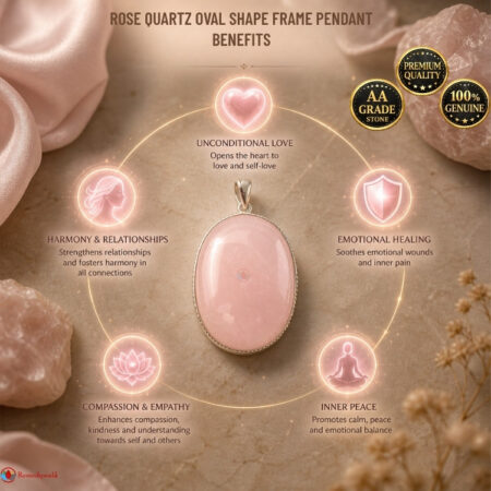 Rose Quartz Oval Shape Frame Pendant