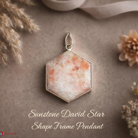 Sunstone David Star Shape Frame Pendant