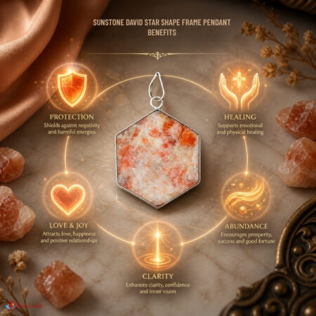 Sunstone David Star Shape Frame Pendant
