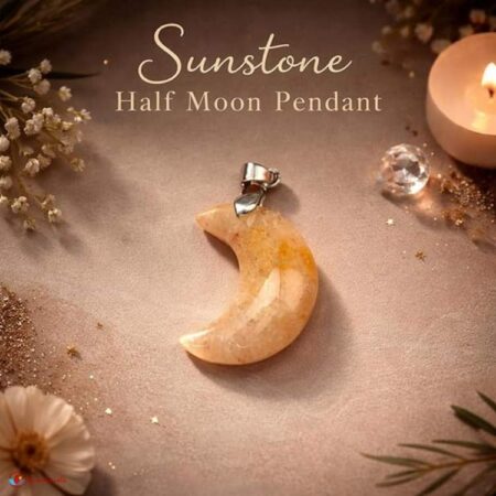 Sunstone Half Moon Pendant