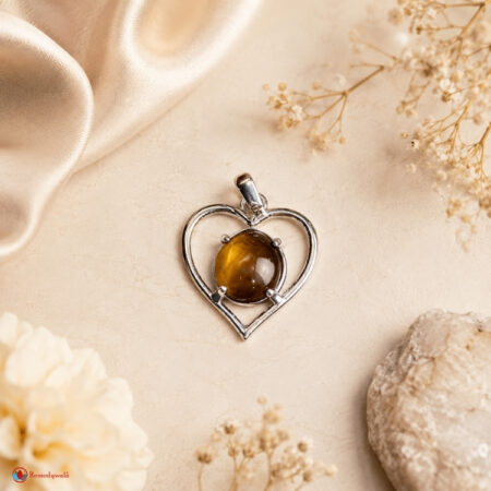 Tiger Eye Heart Shape Frame Pendant