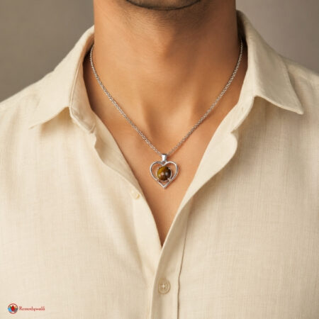 Tiger Eye Heart Shape Frame Pendant