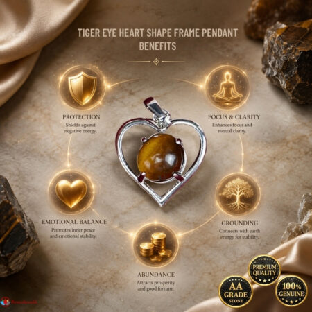 Tiger Eye Heart Shape Frame Pendant