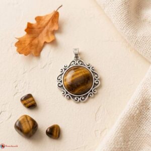 Tiger Eye Round Shape Royal Pendant