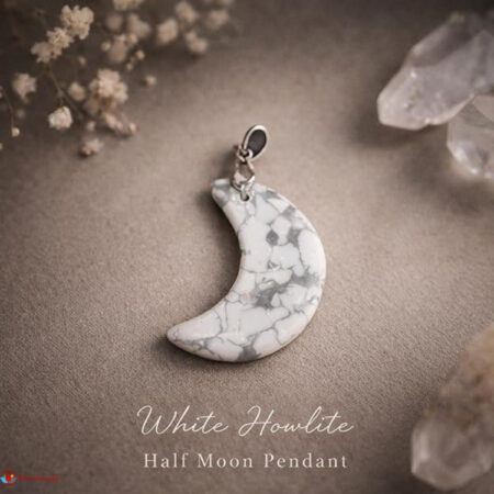 White Howlite Half Moon Pendant