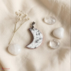 White Howlite Half Moon Pendant