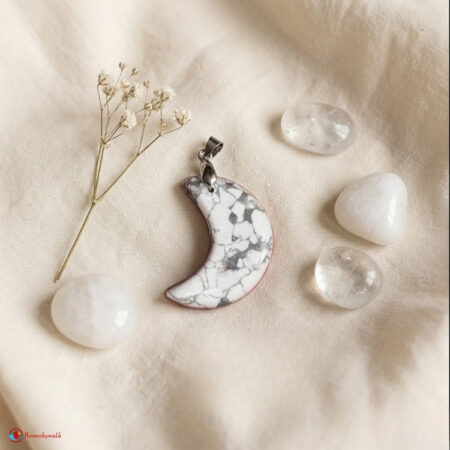 White Howlite Half Moon Pendant