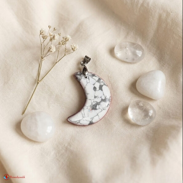 White Howlite Half Moon Pendant