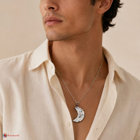 White Howlite Half Moon Pendant