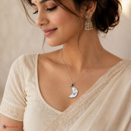 White Howlite Half Moon Pendant